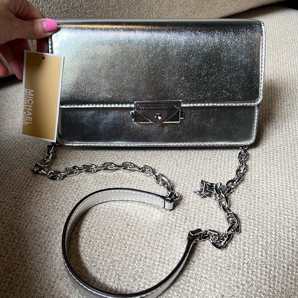 MICHAEL KORS SHINY SILVER CECE CLUTCH CHAIN INCLUDED!!!!! - Picture 17 of 17